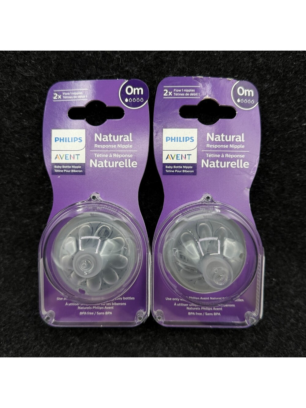 Philips Avent Natural Response Flow 1 Nipples 0M  SCY961/04 2x 2-packs (4 total)